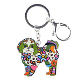 Acrylic Yorkshire Terrier Dog Key Chain Shih Tzu Key Ring Holder