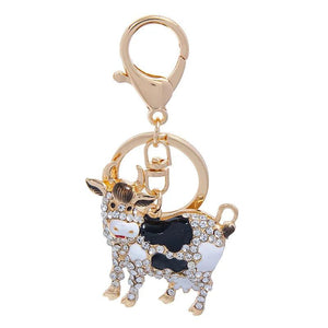 Alloy Crystal Cow Keychain Couple Gift Charm Jewelry Key ring Year