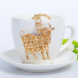 Alloy Crystal Cow Keychain Couple Gift Charm Jewelry Key ring Year