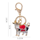 Alloy Crystal Cow Keychain Couple Gift Charm Jewelry Key ring Year