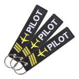 3PCS Remove Before Flight Pilot Keychains Embroidered Aviation Key Tag