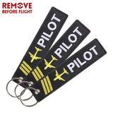 3PCS Remove Before Flight Pilot Keychains Embroidered Aviation Key Tag