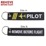3PCS Remove Before Flight Pilot Keychains Embroidered Aviation Key Tag