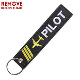 3PCS Remove Before Flight Pilot Keychains Embroidered Aviation Key Tag