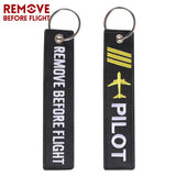 3PCS Remove Before Flight Pilot Keychains Embroidered Aviation Key Tag