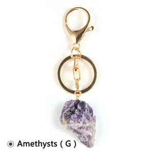 Amethysts Crystal Pendant Key Chain Ring Car Keychain Holder Women Girls