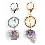 Amethysts Crystal Pendant Key Chain Ring Car Keychain Holder Women Girls