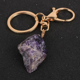 Amethysts Crystal Pendant Key Chain Ring Car Keychain Holder Women Girls