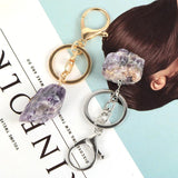 Amethysts Crystal Pendant Key Chain Ring Car Keychain Holder Women Girls