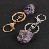 Amethysts Crystal Pendant Key Chain Ring Car Keychain Holder Women Girls