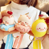 Donuts Pig Car Keychain Women Key Chain Moto Jewelry Couple Bag Charm