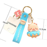 Donuts Pig Car Keychain Women Key Chain Moto Jewelry Couple Bag Charm
