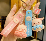 Donuts Pig Car Keychain Women Key Chain Moto Jewelry Couple Bag Charm