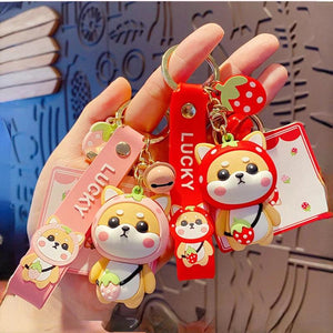 Shiba Inu Dog Keychain Car Keyfob Gift Cartoon Pattern Keyring