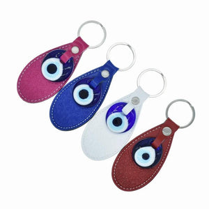 Turkish Eye Pink Leather Keychain