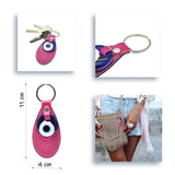 Turkish Eye Pink Leather Keychain