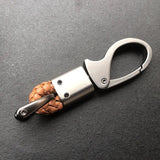 High-Grade Woven Leather Car Keychain with Rotating Horseshoe Buckle