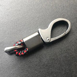 High-Grade Woven Leather Car Keychain with Rotating Horseshoe Buckle