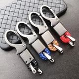 High-Grade Woven Leather Car Keychain with Rotating Horseshoe Buckle