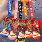 Cartoon Lucky Cat Keychain Women Cat Car Key Ring Charm Bag Pendant