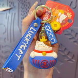 Cartoon Lucky Cat Keychain Women Cat Car Key Ring Charm Bag Pendant