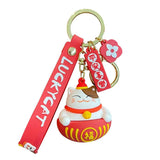 Cartoon Lucky Cat Keychain Women Cat Car Key Ring Charm Bag Pendant