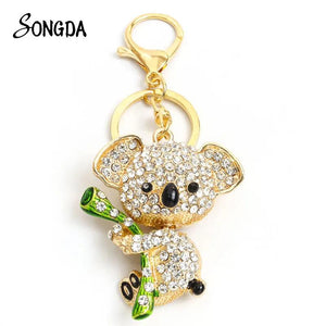 Koala Keychain Rhinestone Inlaid Funny Animal Pendant Car Key Ring Holder