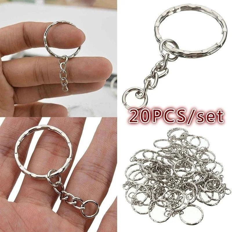 20 Piece Nickel Plated Embossed Keychain Diy Pendant Key Ring