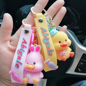 Silicone Duck Doll Keychain for Women Bags Boutique Ornaments