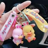 Silicone Duck Doll Keychain for Women Bags Boutique Ornaments