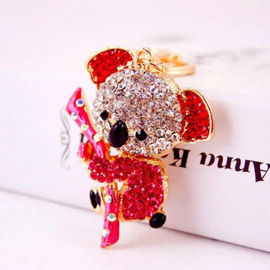 Australian Koala Keychain Inlaid Rhinestone Metal Pendant