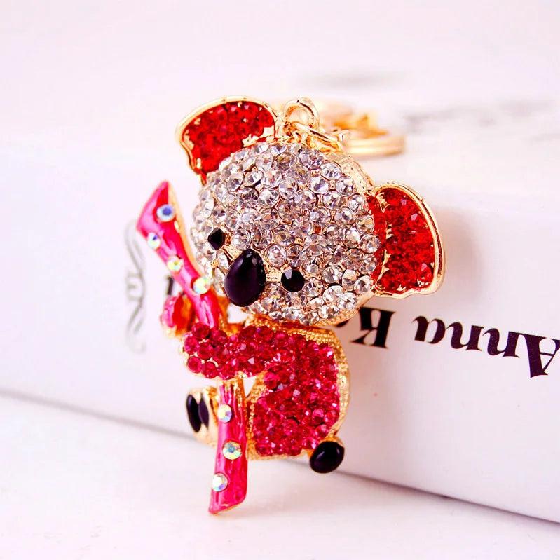 Australian Koala Keychain Inlaid Rhinestone Metal Pendant