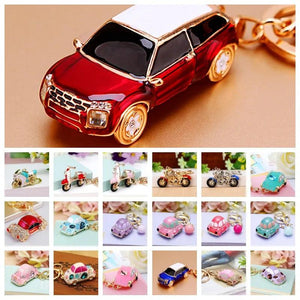 Metal Rhinestones Car Key Chain For Couple`S Gift Bag Pendant