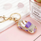 Metal Rhinestones Car Key Chain For Couple`S Gift Bag Pendant