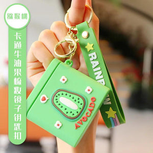 Cute Cartoon Vanity Mirror Keychain Phone Holder Pendant