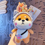Tiger Strawberry Headgear Plush Toy Dog Keychain for Couple Backpack