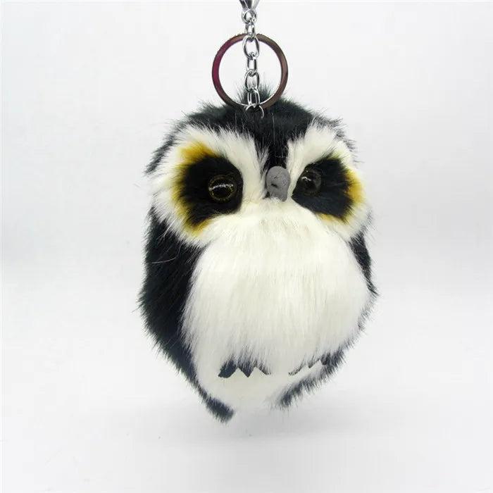 Fluffy Rabbit Fur Owl Keychain For Womens Girls Pompom Fur Key Chains