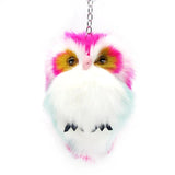 Fluffy Rabbit Fur Owl Keychain For Womens Girls Pompom Fur Key Chains