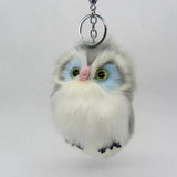 Fluffy Rabbit Fur Owl Keychain For Womens Girls Pompom Fur Key Chains