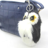 Fluffy Rabbit Fur Owl Keychain For Womens Girls Pompom Fur Key Chains