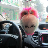 Fluffy Rabbit Fur Owl Keychain For Womens Girls Pompom Fur Key Chains