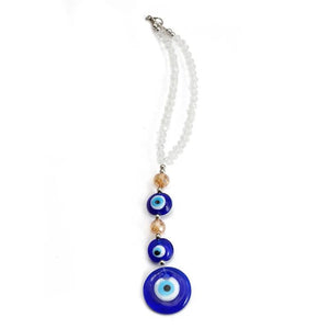 Braided Rope Metal Beads Wall Hanging Decor Glass Evil Eye Pendant BE384