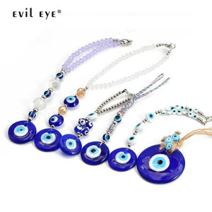 Braided Rope Metal Beads Wall Hanging Decor Glass Evil Eye Pendant BE384