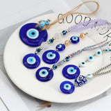 Braided Rope Metal Beads Wall Hanging Decor Glass Evil Eye Pendant BE384