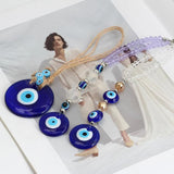 Braided Rope Metal Beads Wall Hanging Decor Glass Evil Eye Pendant BE384