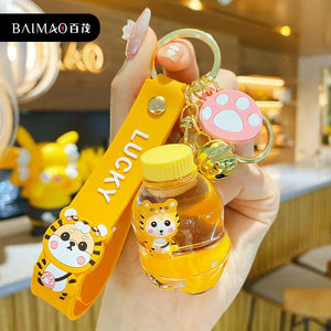 Oil Shiba Inu Key Chain Drinks Bottle Acrylic Cartoon Dog Animal Pig Pendant