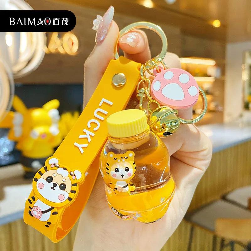 Oil Shiba Inu Key Chain Drinks Bottle Acrylic Cartoon Dog Animal Pig Pendant