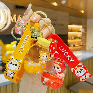 Oil Shiba Inu Key Chain Drinks Bottle Acrylic Cartoon Dog Animal Pig Pendant