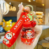 Oil Shiba Inu Key Chain Drinks Bottle Acrylic Cartoon Dog Animal Pig Pendant