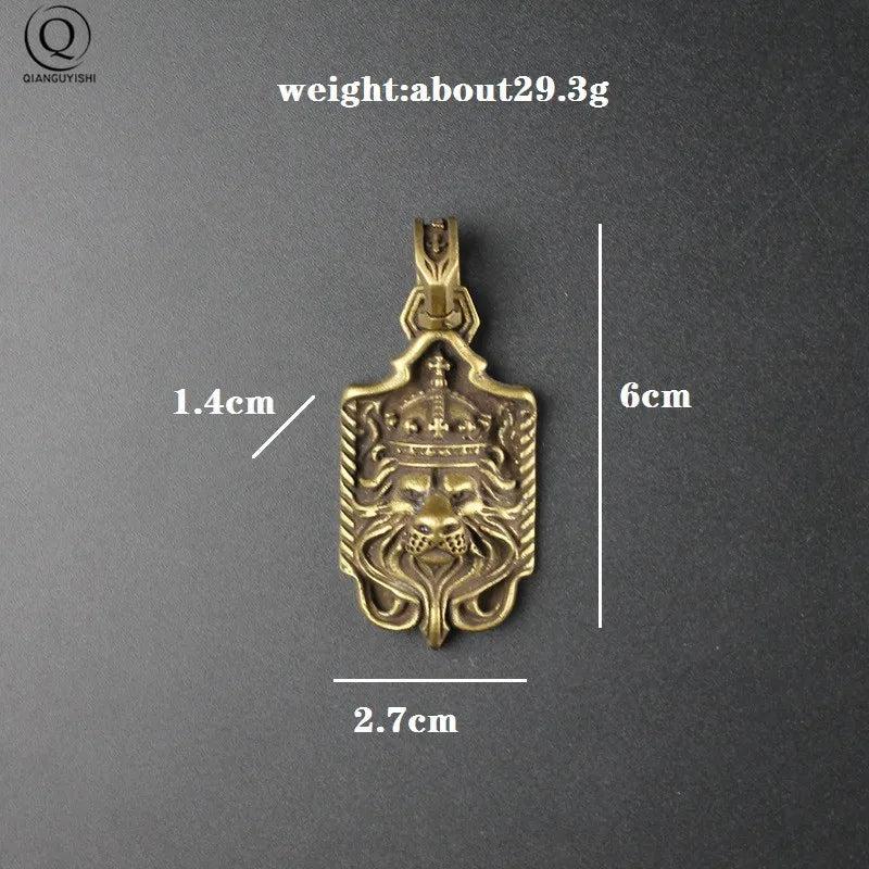 Vintage Brass Lion Keychain Pendant Jewelry Copper Punk Key Holder